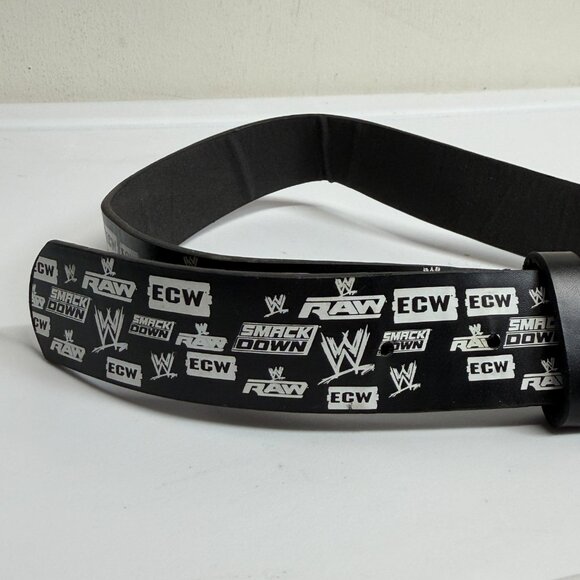 WWE Kids Youth Wrestling Belt + Logo Buckle ECX WWF RAW Smackdown Black 23"-27" - Picture 5 of 5